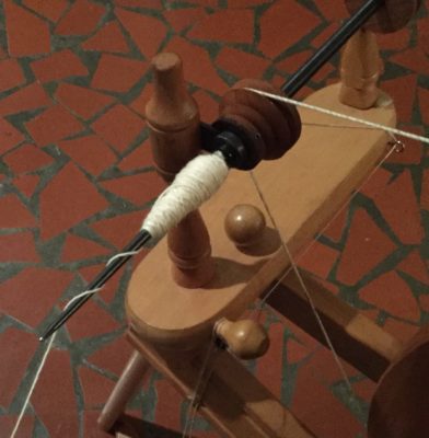 Spindle with yarn